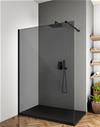 PARETE DOCCIA WALK-IN OPEN SPACE CON SOSTEGNO CM.118,5-120 H.200 FILICUDI WALL PROFILO NERO - PANNELLO GRIGIO